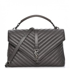 YVES SAINT LAURENT SATCHEL FERRAGEM PRATEADA PRETA