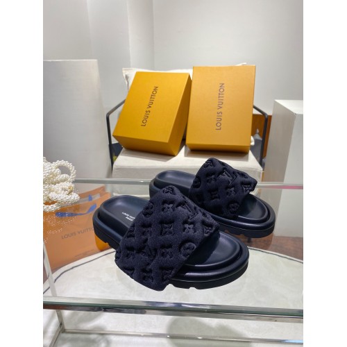 Usado Louis Vuitton Preto Sandálias de Madeira Sapatos Slide Tamanho 9 1/2  EUA
