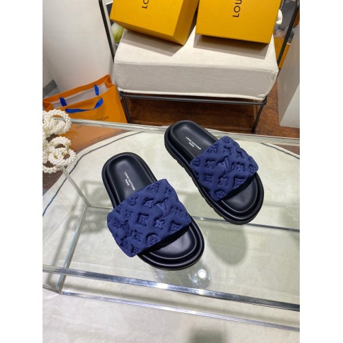 LOUIS VUITTON - CHINELO - papete marrom de couro fecho em velcro